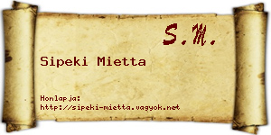 Sipeki Mietta névjegykártya